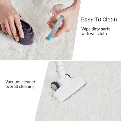Puremy Fluffy White Rugs for Bedroom, 5x7 Plush Cream Area Rugs for Living Room, Non-Slip Shag Floor Carpet for Kids Room, Girls Room, Bedside, Playroom, Indoor Decor