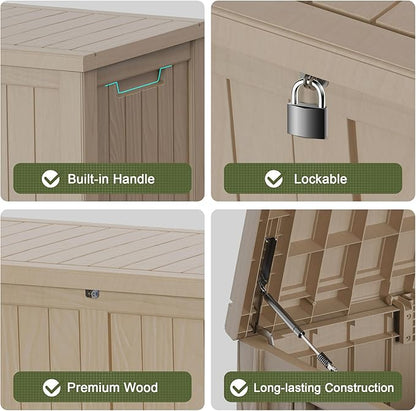 150GAL Brown Large - Capacity Outdoor Deck Box with Lock Hole – Waterproof, SGS - Certified UV Resistance, Ideal for Storing Patio Furniture Sets & Seasonal Decor, Hassle - Free Setup