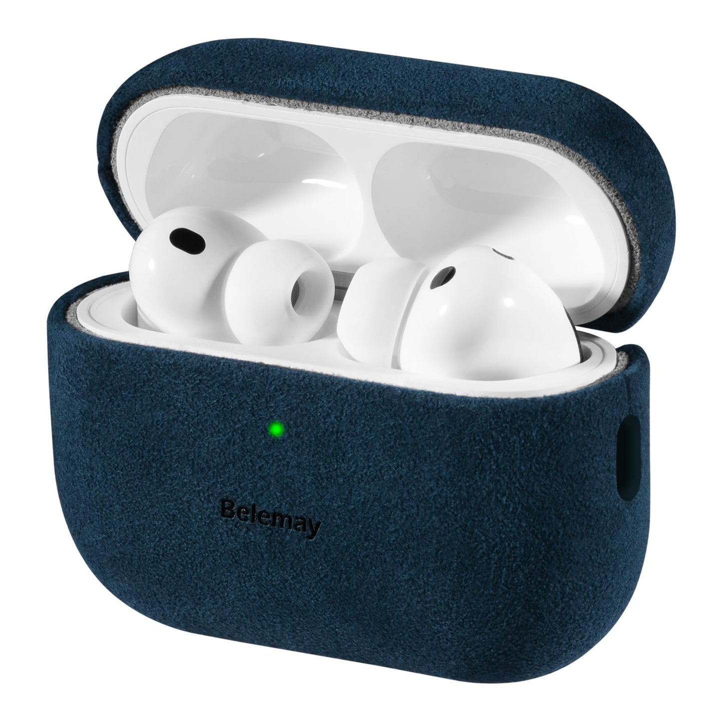 Belemay Handcrafted Alcantara Case for AirPods Pro 3rd Gen (2025), Compatible with MagSafe, Luxury Italian Suede-Like Material, Comfortable Grip, Elegant Cover Compatible with Airpods Pro 3, Blue