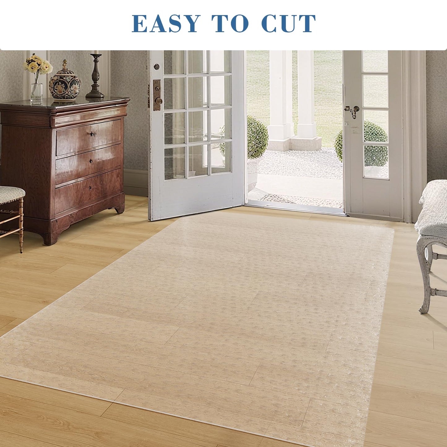 Tydle Clear Floor Mat for Home, 5' × 7' Plastic Area Mat for Living Room, Waterproof Area Rug for Under Dining Table, Large Office Chair Mat for Hard Floors (Clear-Rose)