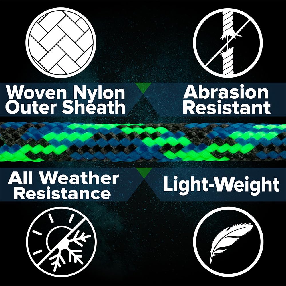 Paracord Planet 275lb Paracord – 3/32 Inch (2.38 mm) Nylon Crafting Cord with 5 Strand Inner Core – Mardi Gras (25 ft)