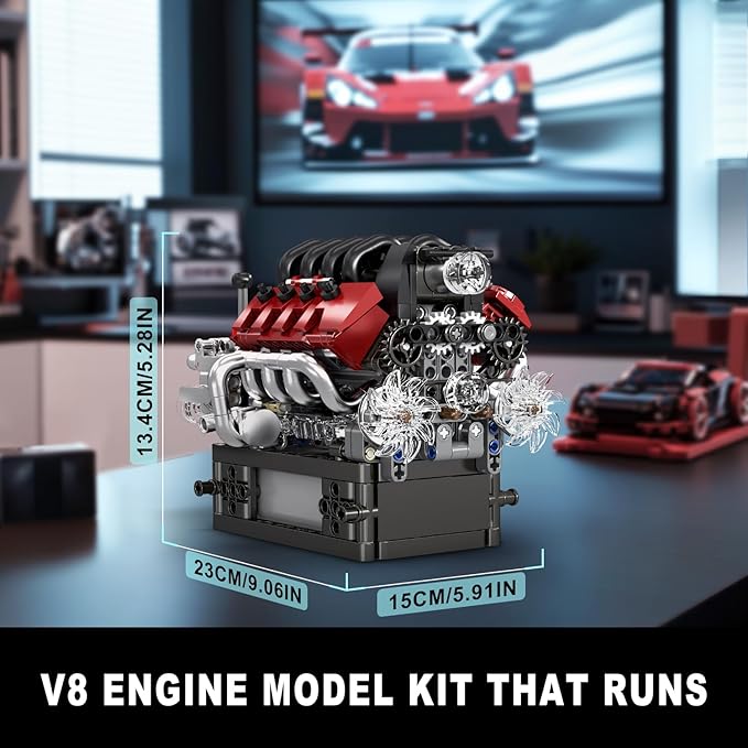 Mould King 10227 V8 Engine Model Kit 787+Pcs Mini V8 Engine Kits that Runs Build Your Own Car Model Engine with Gearshift &amp Motor Building Blocks for Adults DIY Construction Engineering Toy