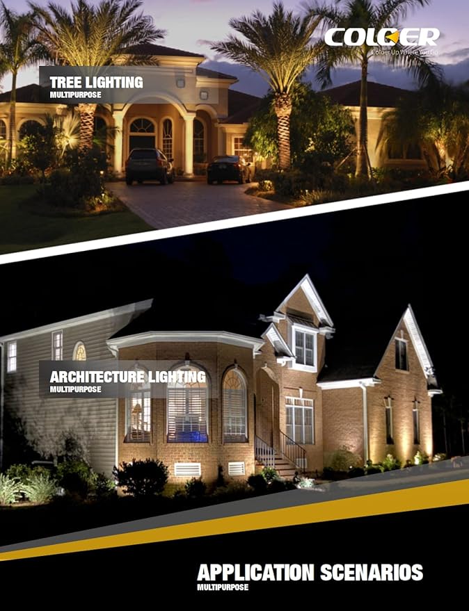 COLOER Die-cast Brass Landscape Spotlights Outdoor with 5W Aluminum Housing LED MR16 Bulb 2700K 450LM,12V AC/DC Low Voltage Lighting, Outdoor Directional Up Light, Spot Lights for Yard(102B,1 Pack)