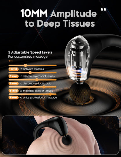 FVZ Massage Gun with Upgraded Extension Handle, 10MM Massage Gun Deep Tissue, Back Massager, Muscles/Neck/Shoulders/Waist/Legs Massager Portable for Pain Relief, Gifts for Men