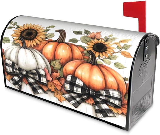 Mailbox Covers Pumpkin Sunflower Fall Thanksgiving Pumpkin Sunflower Fall Thanksgiving Magnetic Letter Post Box Cover Standard Size 21 x 18 Inch Garden Yard Home Decorative