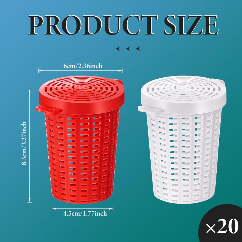 Blushtier 20 Pcs Fishing Bait Cage Trap Fish Lure Feeder Basket Holder Plastic Bait Bucket for Crawfish Minnow Shrimp Earthworm Crab Carp Catfish Traps Cast Net
