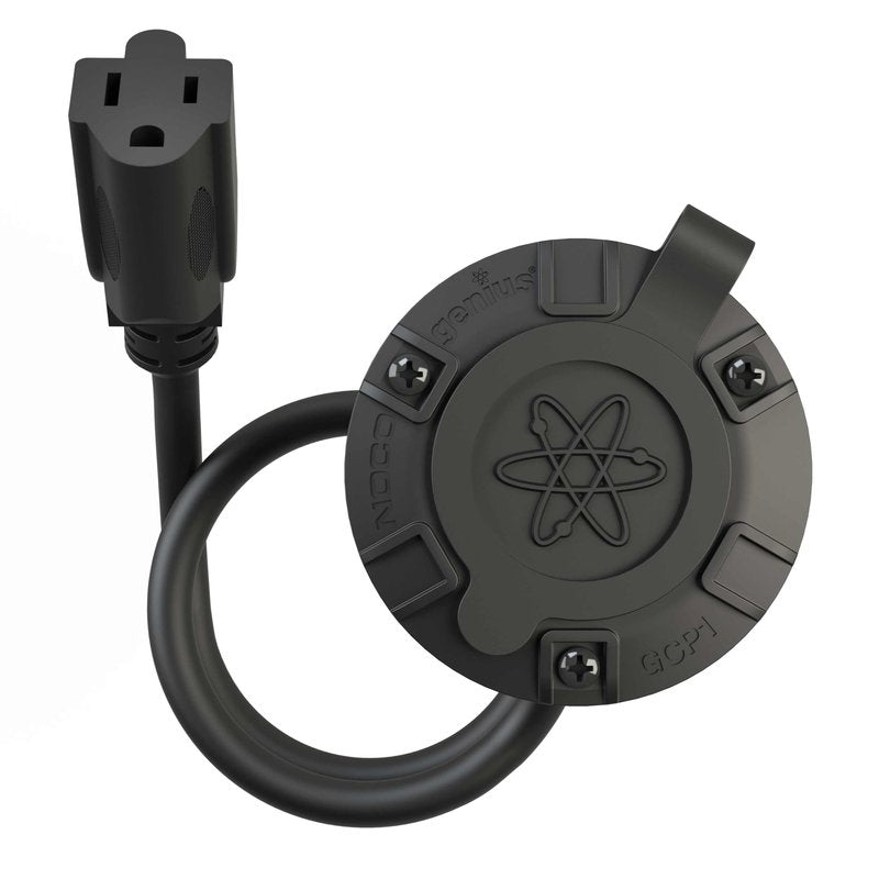 NOCO GCP1 15A AC Port Plug, 125V Power Inlet Socket, and Waterproof Electrical Outlet Receptacle Box with 16-Inch Integrated Outdoor Extension Cord
