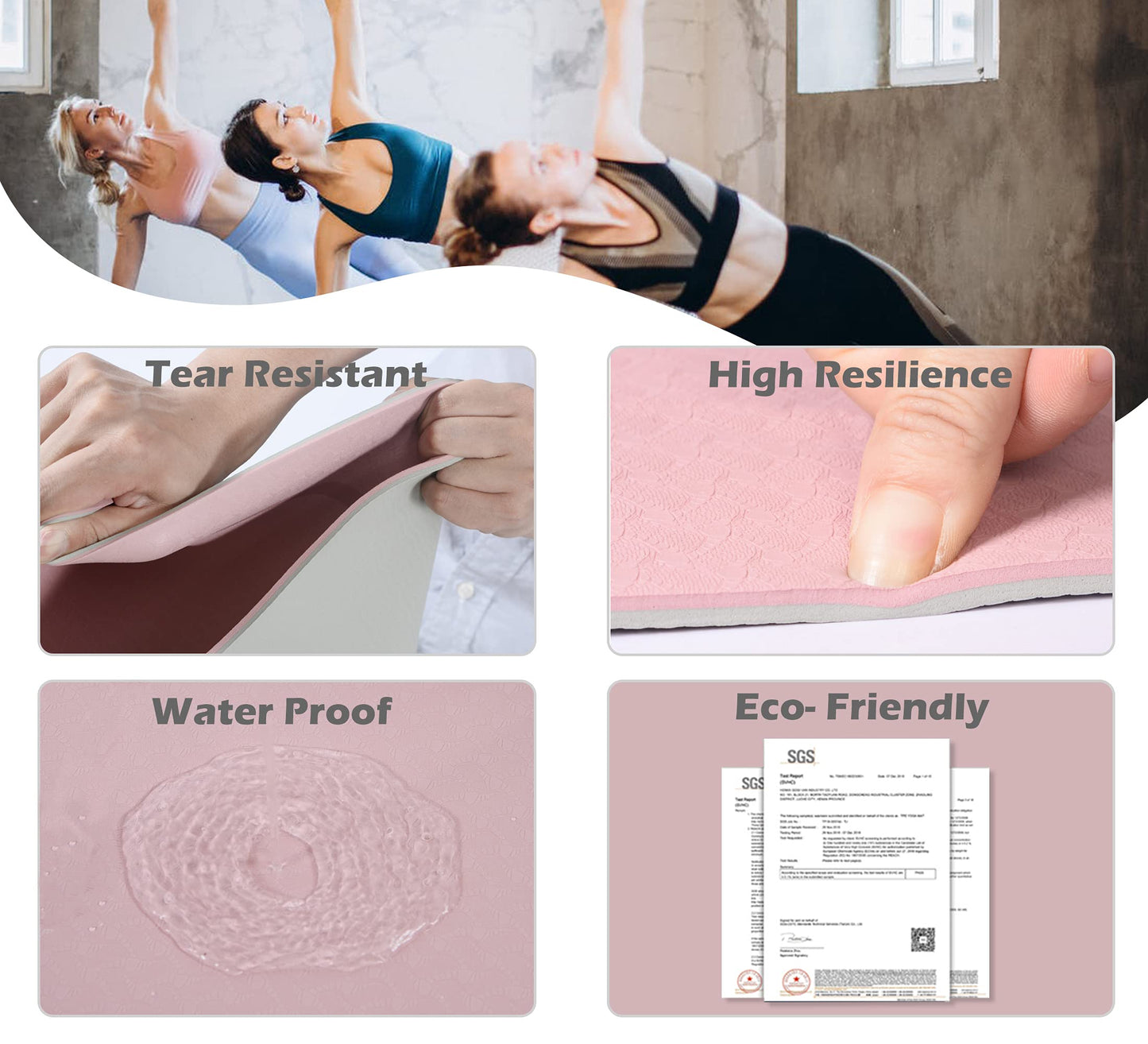 UMINEUX Yoga Mat Extra Thick 1/3'' Non Slip for Women, Eco Friendly TPE Fitness Exercise Mat with Carrying Sling & Storage Bag