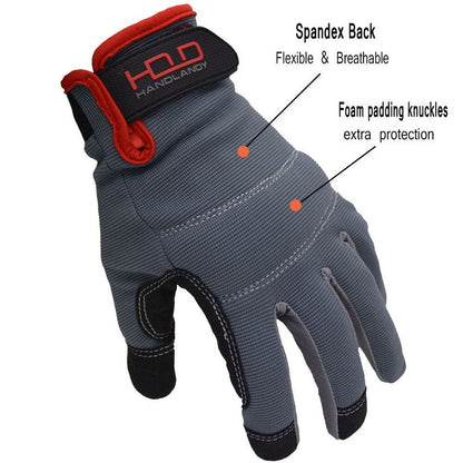 HANDLANDY Work Gloves for Men & Women, Utility Mechanic Working Gloves Touch Screen, Flexible Breathable Gardening Gloves for Yard Maintenance (Large, 2 Pairs)