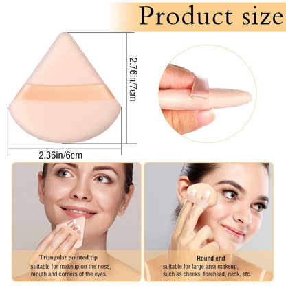 Pimoys 6 Pieces Powder Puff Face Makeup Sponge Soft Velour Triangle Powder Puffs Beauty Sponge Stocking Stuffers for Loose Powder (Black, Pink)