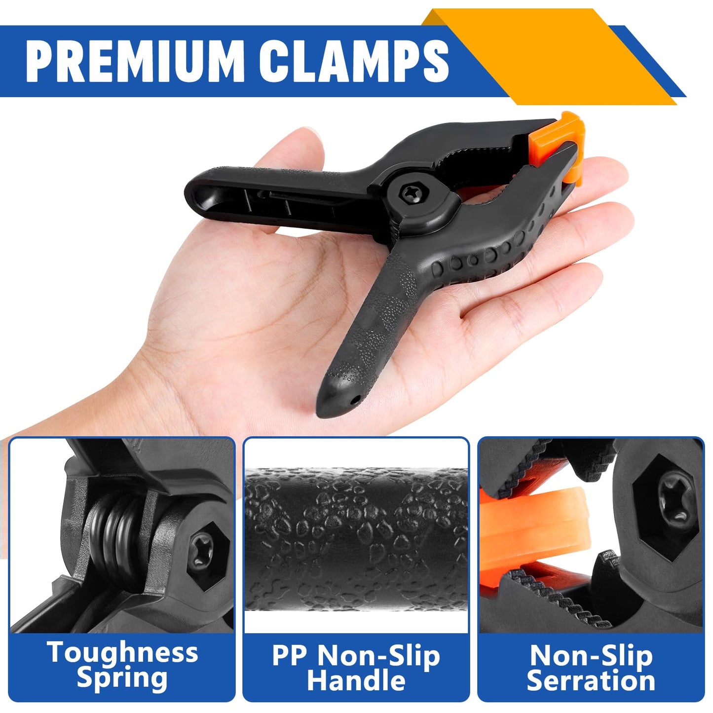 40 Pack 4.5 inch Plastic Spring Clamps, Black Heavy Duty Clips, Backdrop Clips, Woodworking Clamps, Plastic Clamps for Crafts, Backdrop Stand, Woodworking, Photography