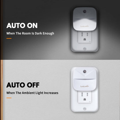 LED Night Lights Plug into Wall with Dusk-to-Dawn Sensor, Automatically Turn on and Off,Night Light for Kids,Bedroom,Bathroom,Stairs, White, 6 Packs