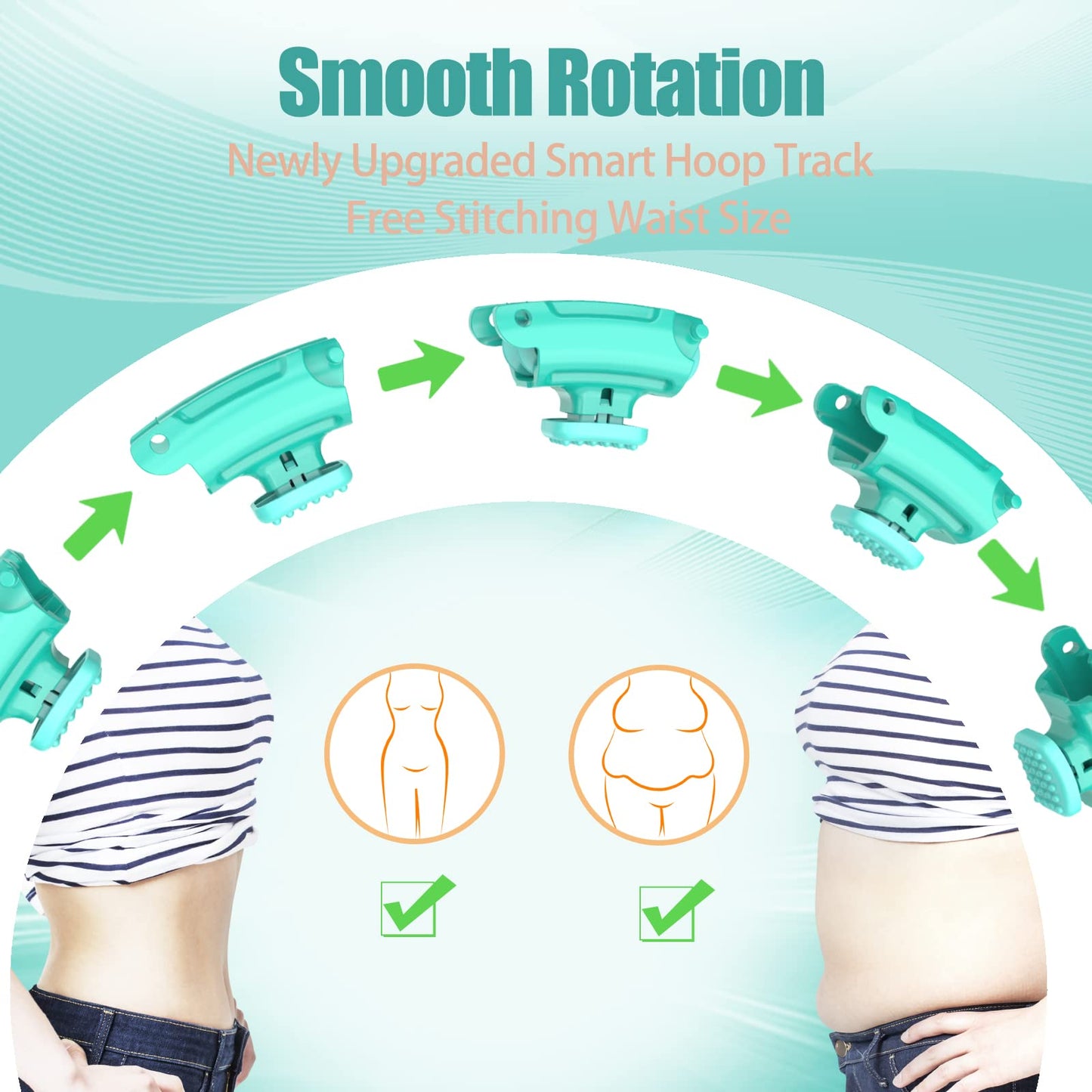 OurStarry 34 Knots Weighted Workout Hoop Plus Size, Smart Waist Exercise Ring for Adults Weight Loss (34 Knots Green)