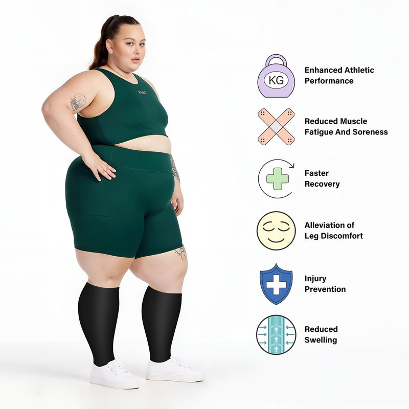 CHARKING Plus Size Compression Socks for Women & Men - Circulation Support 3 Pairs Wide Calf 15-20 mmHg (Black, X-Large)
