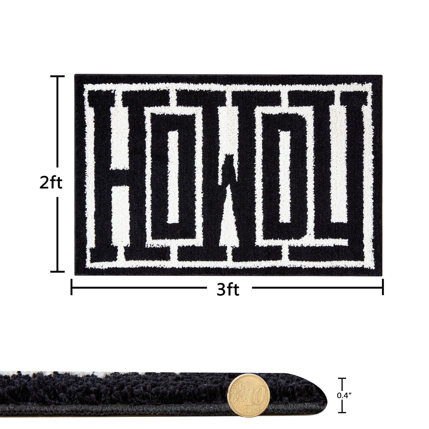 RoomTalks Washable Howdy Rug Indoor Doormat, Cowboy Country Rustic Southwestern Bathroom Rugs Non Slip Bath Mat, Wild West Rodeo Texas Throw Rugs 2x3 Small Area Rug for for Bedroom Bathroom Kitchen