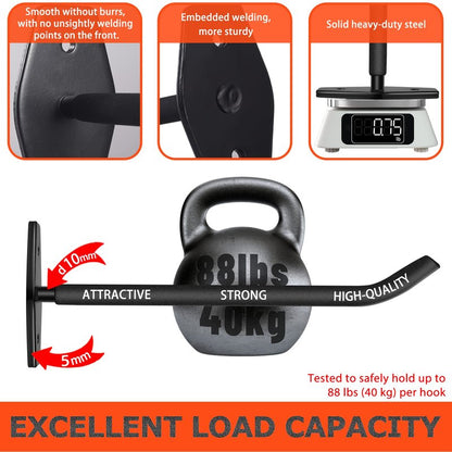 SunVFaFa Tire Rack Wall Mount, 10 Inch Large Garage Hooks Heavy Duty Storage, Ladder Hooks for Hanging, Garage Organizer for Wheel Holder, Folding Chairs, Power Tool, Bulk Items (88lbs 4-Pack)