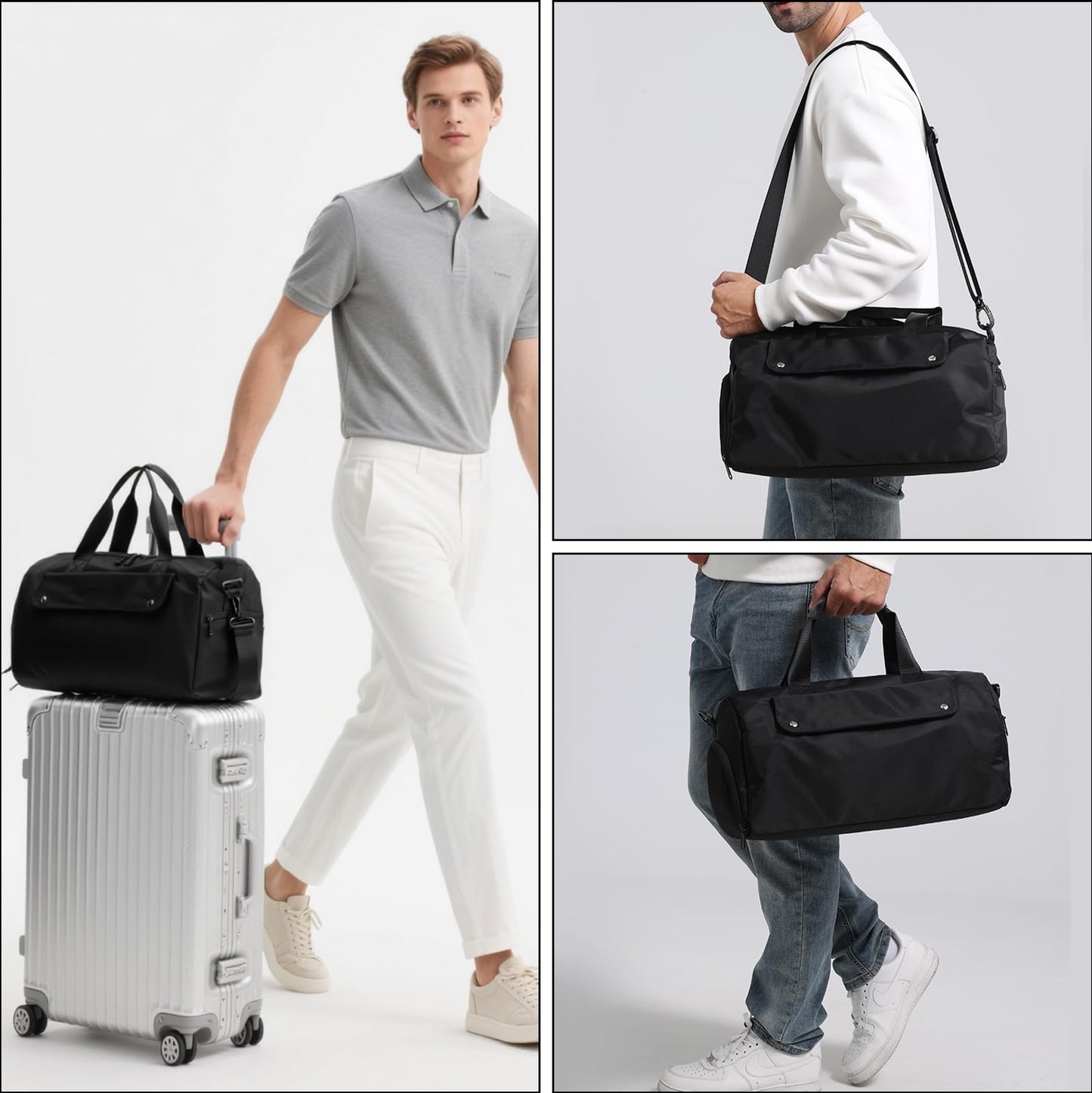 UMydeal Gym Bags for Men, Small Duffle Bag for Travel, Waterproof Overnight Bag with Shoe Compartment, Cordura Sports Bag for Fitness/Short Trip