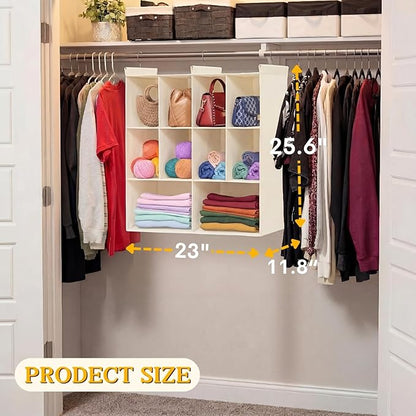 Ofiray-home 3 Tier Hanging Closet Organizer, 10 Compartments Sweater Organizer