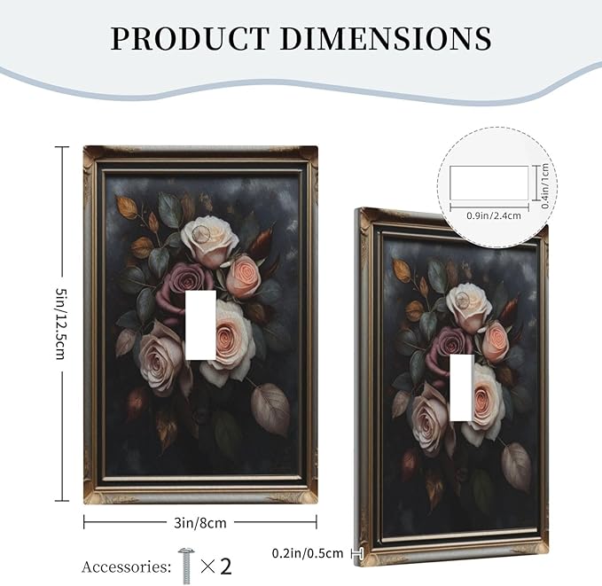 Decorative Art Light Switch Covers Elegant Rose Bouquet Art Single Toggle Wall Plate Decorative Switchcover Electrical Switchplate for Home Decor