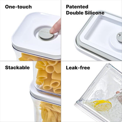 VAKUEN Premium Airtight Food Storage Containers, 3.28qt 1 Piece, Smart One-Click Seal Lid, No Hinges, Patented Double Silicone Lining, 100% Leak Proof, BPA-FREE, Dishwasher, Microwave Safe