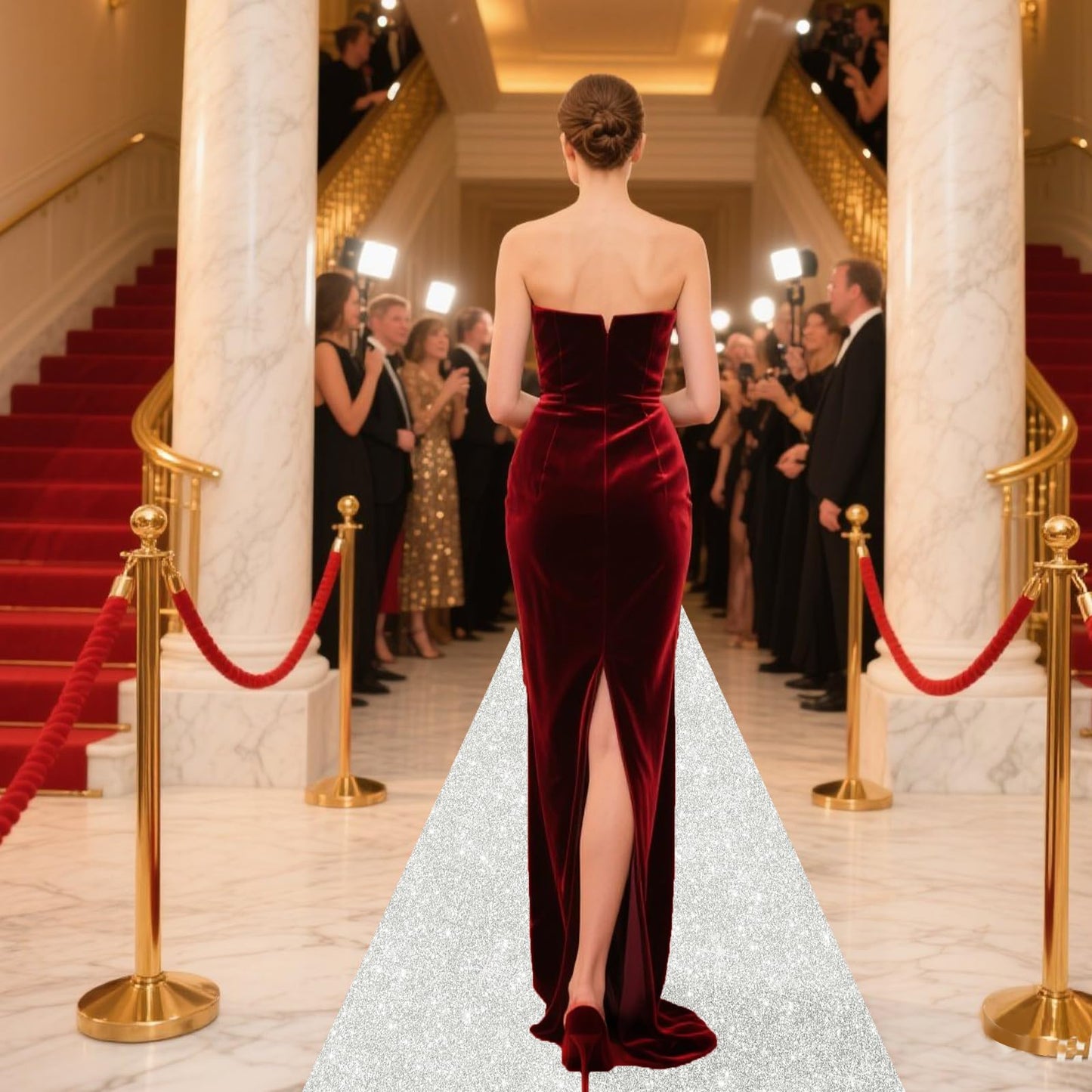 Glitter Carpet Runner 2.6FT x 30FT – Premium Non-Woven Sparkle Rug for Weddings, Movie Theme Parties & Events | Aisle Runner for Grand Entrances & Red Carpet Vibes (Glitter White, 2.6FTx30FT)