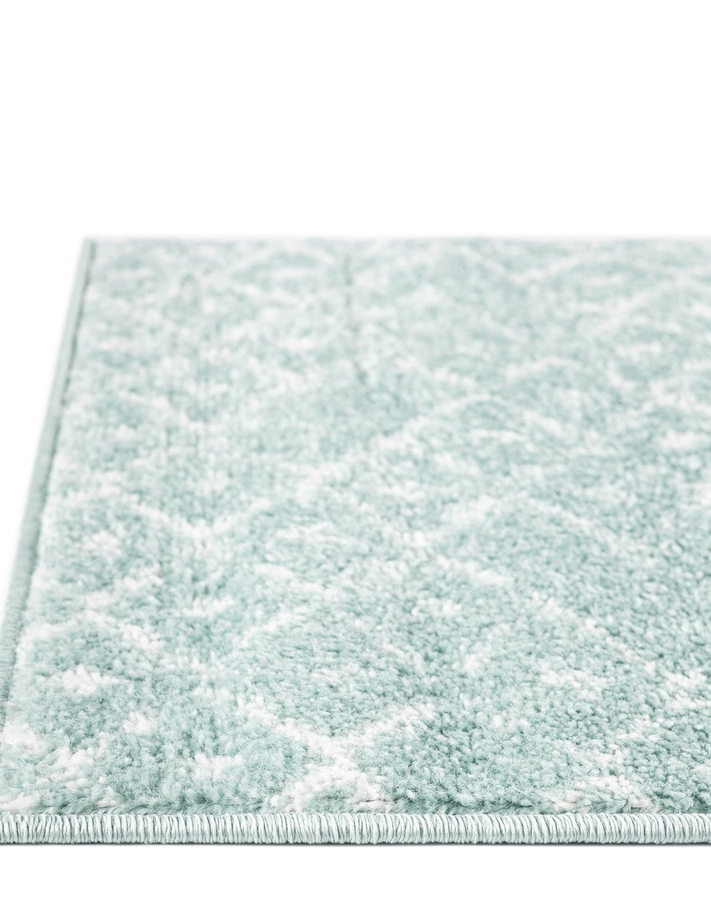 Rugs.com - Paxon Trellis Rug – 16 Ft Runner Aqua Easy-Clean Rug – Modern Hallway Runner, Stain-Resistant Entryway Decor