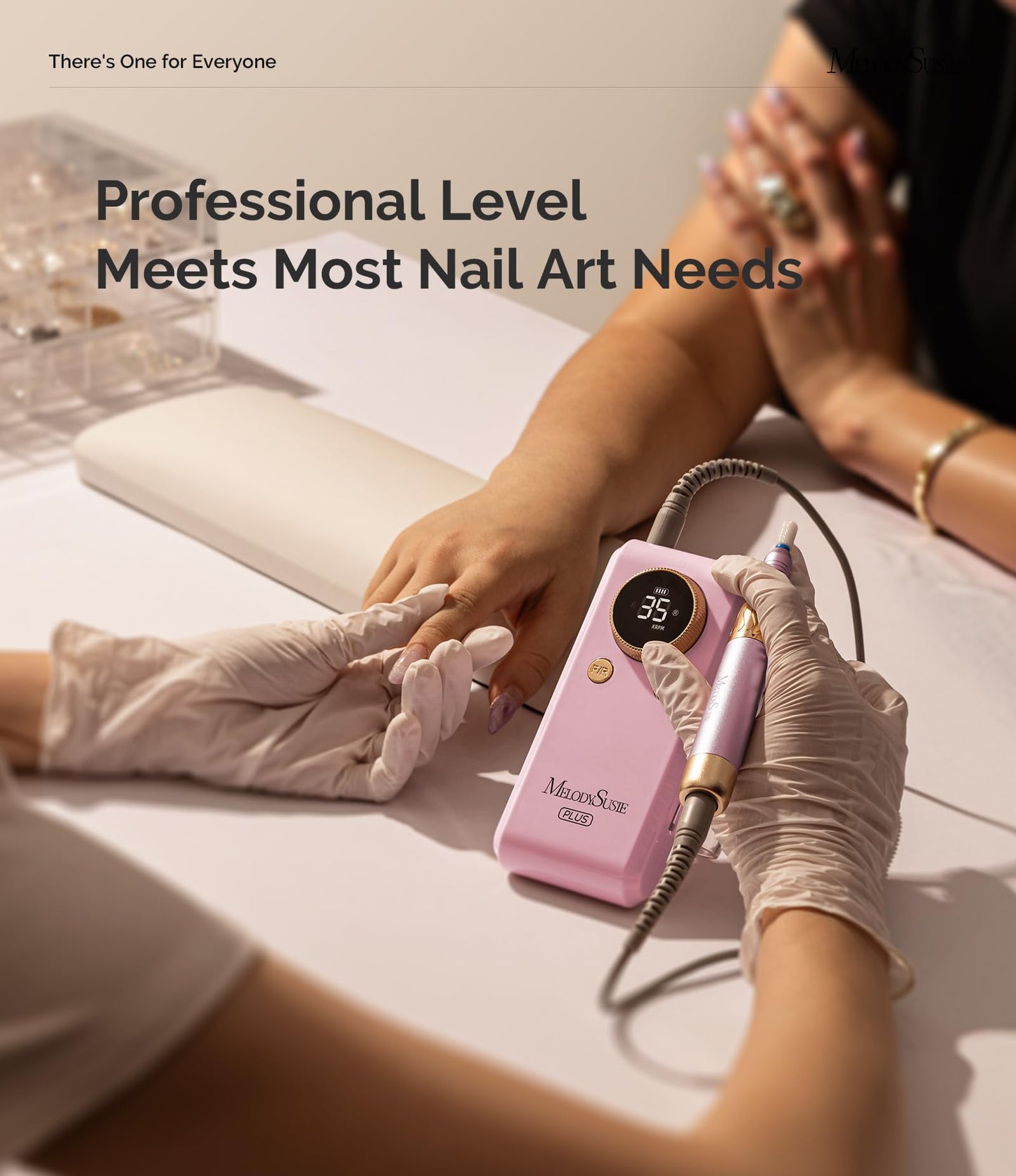 MelodySusie 2 in 1 Professional Nail Drill, 30000 RPM SC330G Electric Nail File with Kickstand for Gel Nails Polishing Removing, Portable Cordless Nail Efile for Manicure Pedicure at Home & Salon,Gold