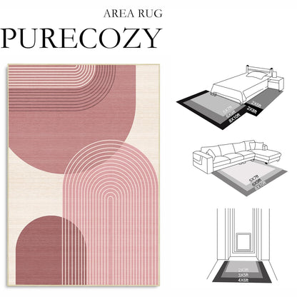 Boho Large Area Rug 4x6 for Living Room Bohemian Rugs Machine Washable Modern Geometric Rug Non Slip Printed Low Pile Indoor Floor Carpet for Dining Room Bedroom Office,Pink