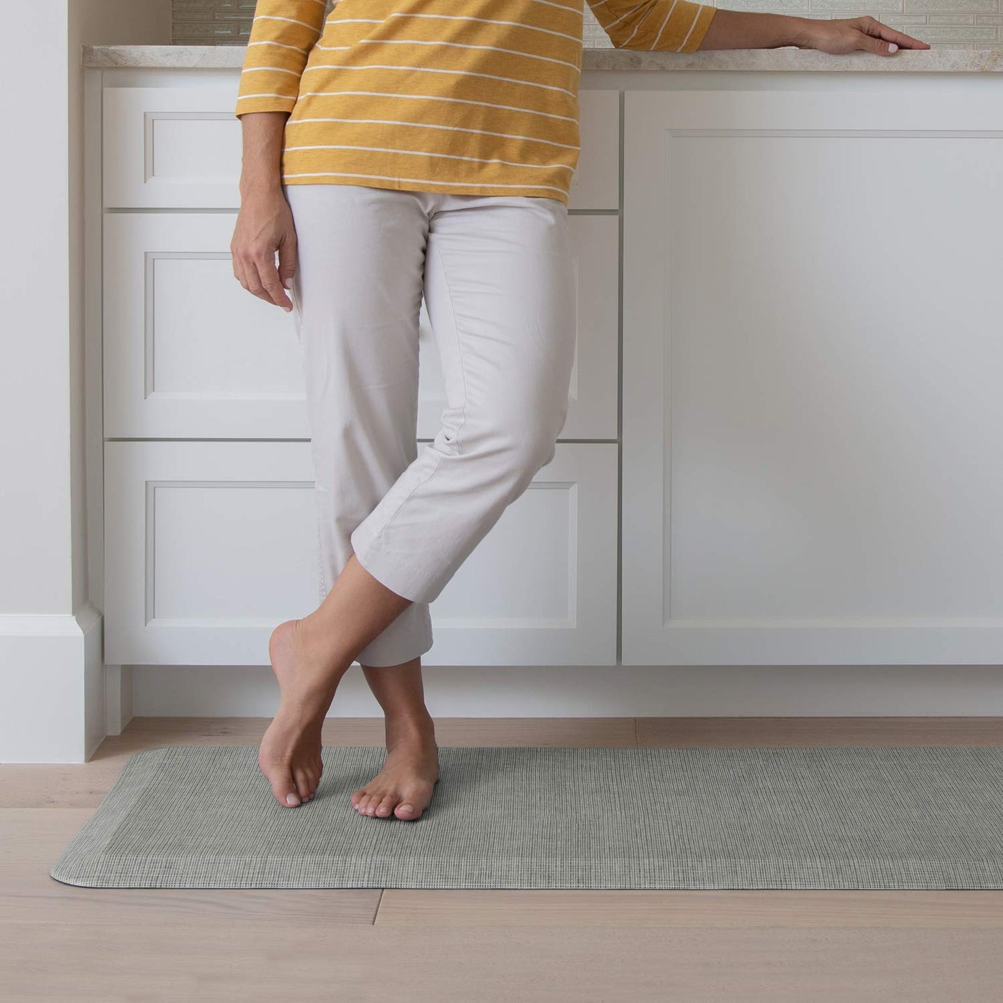 NewLife by GelPro Ergo-Foam Cushioned Anti-Fatigue Standing Kitchen Floor Mat, Padded Stain-Resistant, Waterproof, Non-Slip Comfort Padded Desk/Office Mat - 20" x 48", Tweed Grey Goose