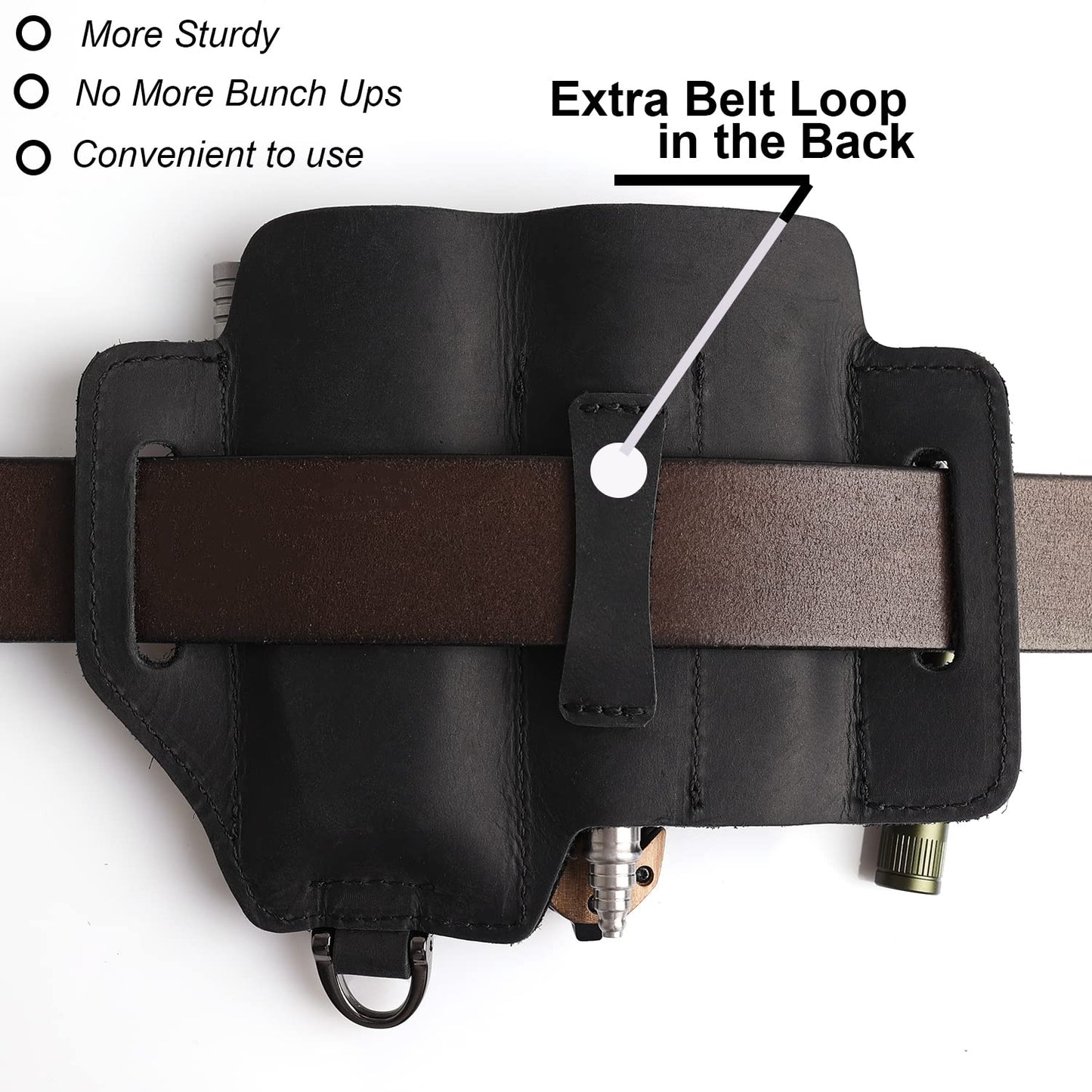 Topstache Leather Multitool Sheath,EDC Belt Organizer for Work and Daily Use,Leatherman Sheath,EDC Pocket Organizer for Flashlight and Multitool,Gifts for Men,Leather Sheath for Multitool