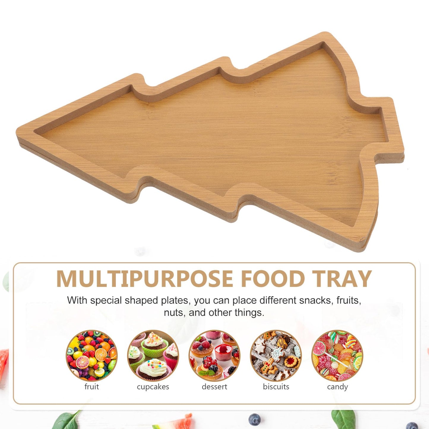 Amosfun Christmas Tree Appetizer Tray Wooden Tree Shaped Plate Fruit Sushi Serving Platter Charcuterie Board Christmas Party Supply Dessert Platter Snack Dish 7.6 x 11 x 0.5 Inch