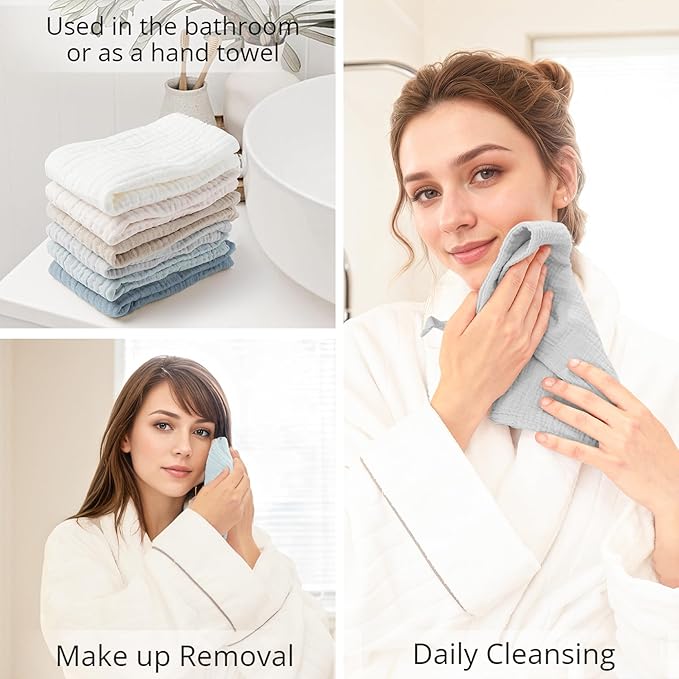 Konssy 6 Pack Face Cloths, Soft Wash Cloth