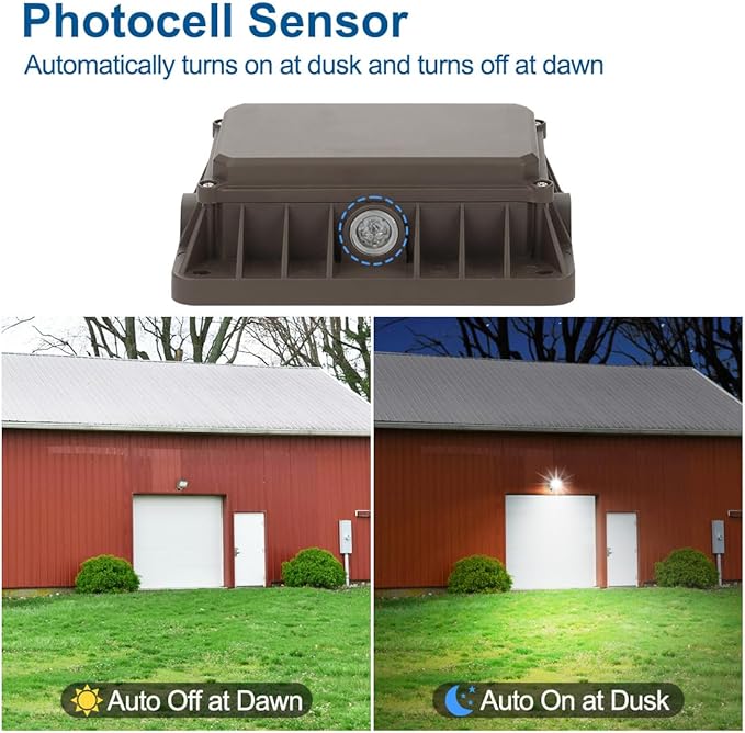 DAKASON (2 Pack) 50W LED Flood Light, Dusk-to-Dawn Photocell, 180° Adjustable Arm, Replaces 150-200W HPS/MH, IP65 Waterproof Outdoor Security Lighting Fixture, 100-277Vac 5000K 6000lm, ETL Listed