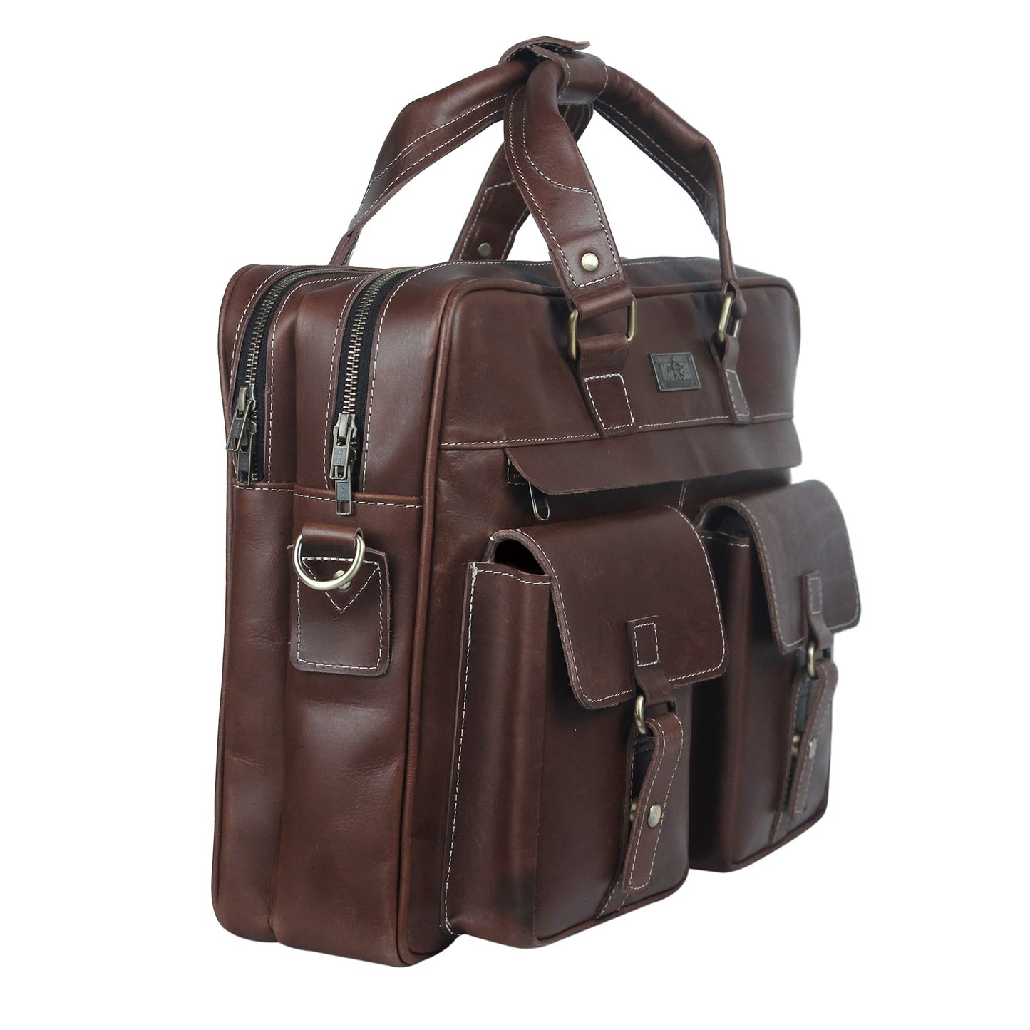 HULSH Genuine Leather briefcases for men 17 inches computer bag for men | Laptop/Work bag, Satchel for Business and Office (Brown Buff)