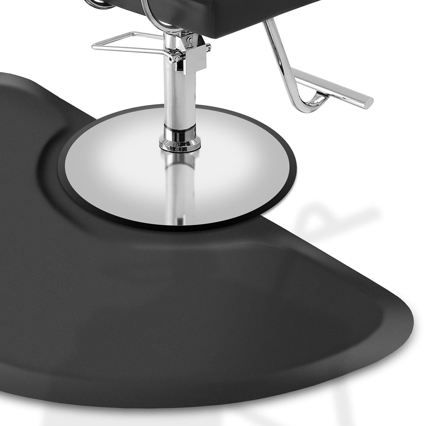 Saloniture 3 ft. x 5 ft. Salon & Barber Shop Chair Anti-Fatigue Floor Mat - Black Semi Circle - 1/2 in. Thick - 2 Pack