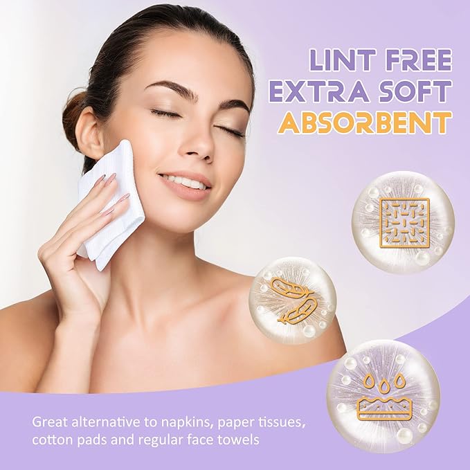 100 Count Disposable Face Towels Ultra Soft Hand Washcloth Lint-Free Dry Wipes