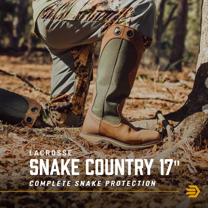 LaCrosse 17-Inch Snake Boots for Men - 360-Degree Flexible Guard Snake Proof Boots - Prairie Outsole Traction Hunting Footwear for Men - Olive - 11