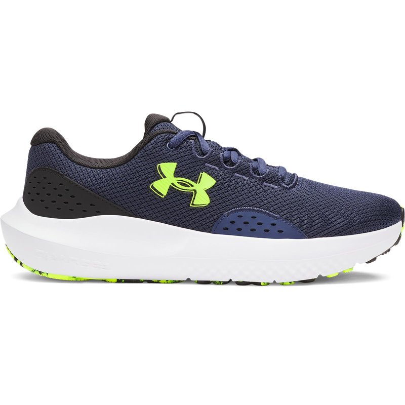 Under Armour Men's Charged Surge 4, (404) Washed Navy/Black/High Vis Yellow, 14, US