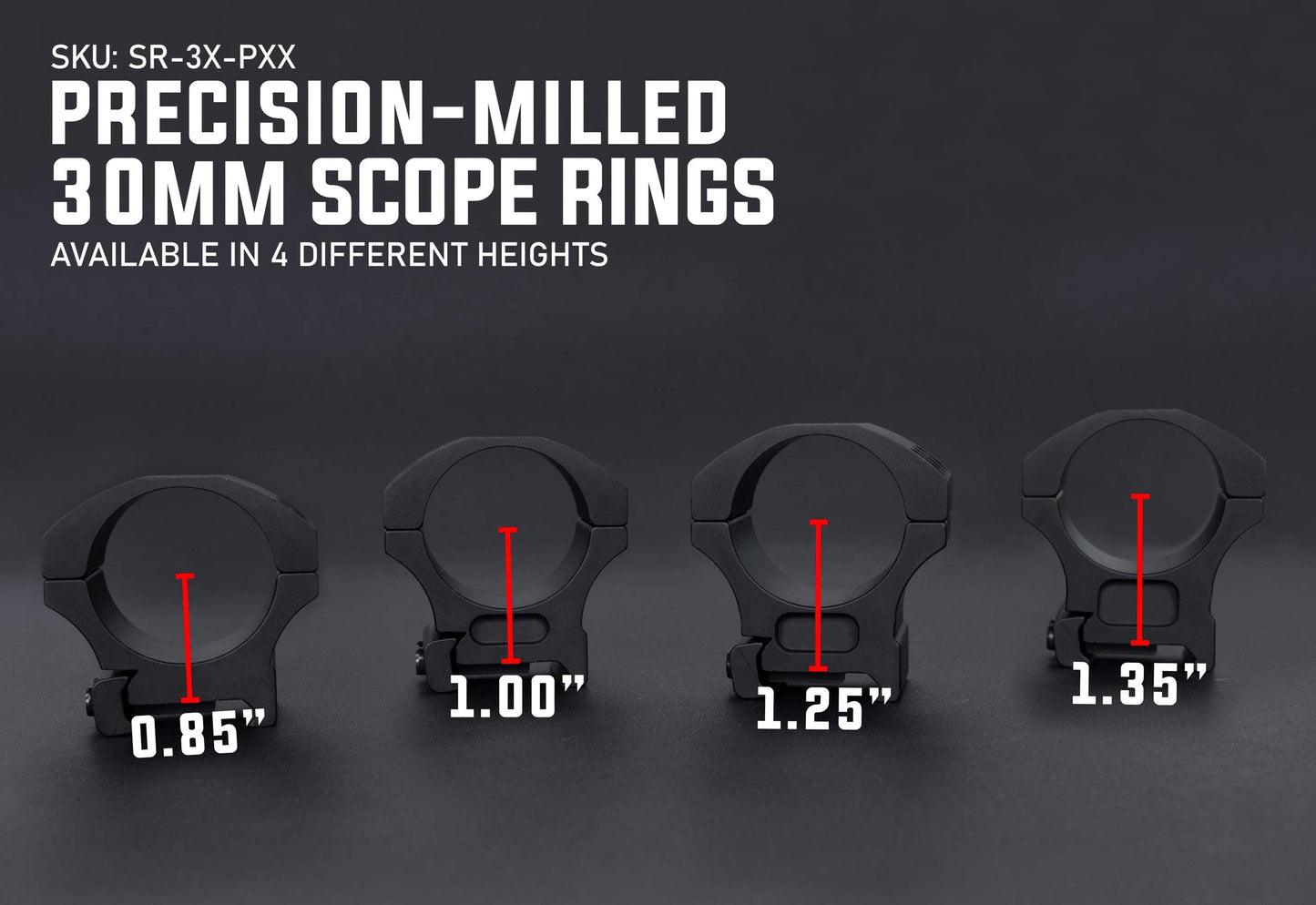Monstrum Precision V2 Scope Rings with Picatinny Anti-Recoil Lugs | 30 mm Diameter | 0.85 inch Center Height