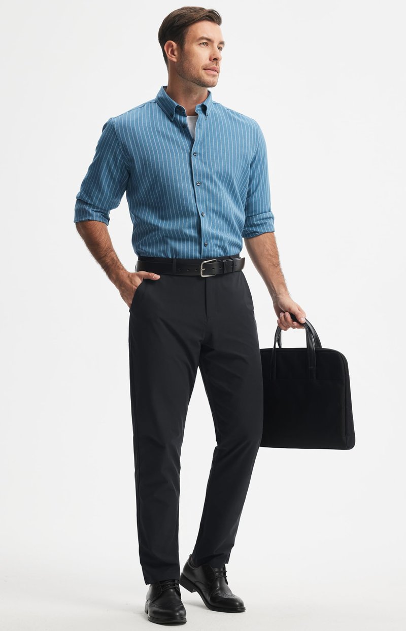 Libin Mens Golf Pants Classic Fit Stretch Work Dress Pants 32" Quick Dry Lightweight Business Casual Trousers Comfort Water Resistant, Black, 44W x 32L
