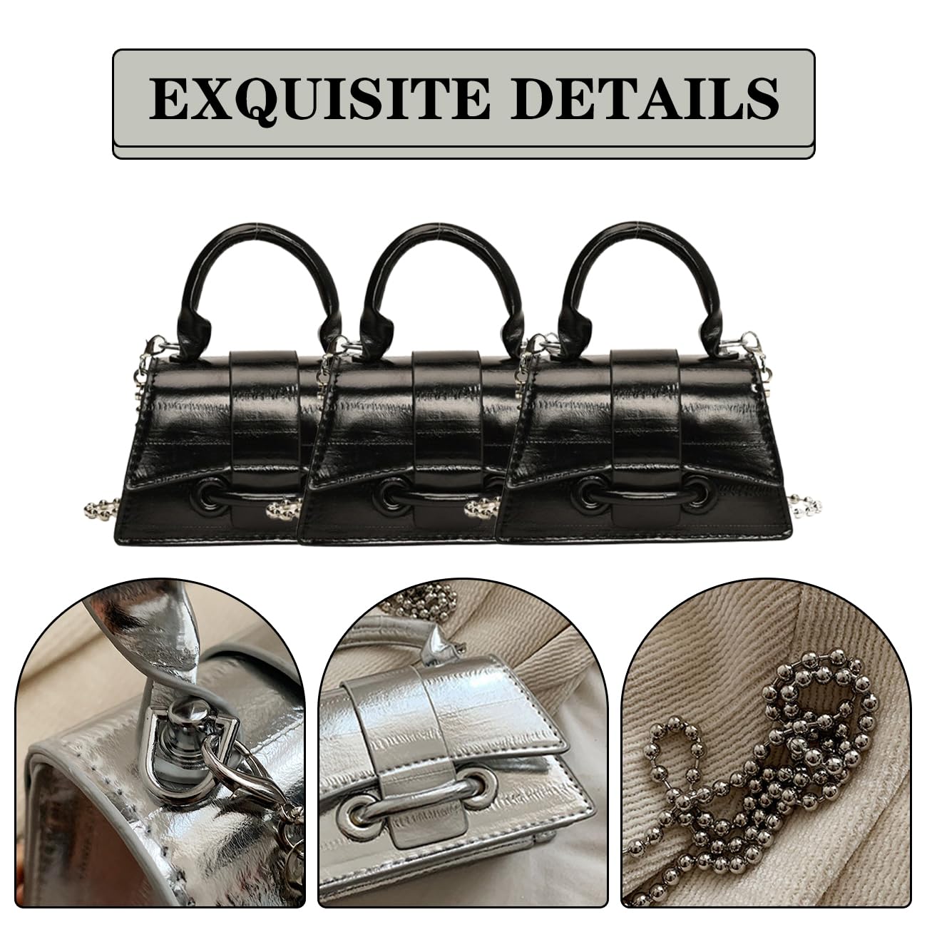 Mini Crossbody Bags Women's Y2K Purses Top Handle Crossbody Bag Clutch Shoulder Handbag for Cocktail Party Prom Wedding Black