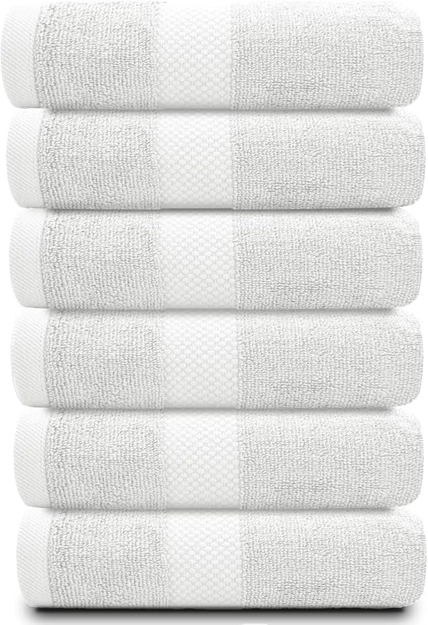 White Classic Luxury Silver Hand Towels