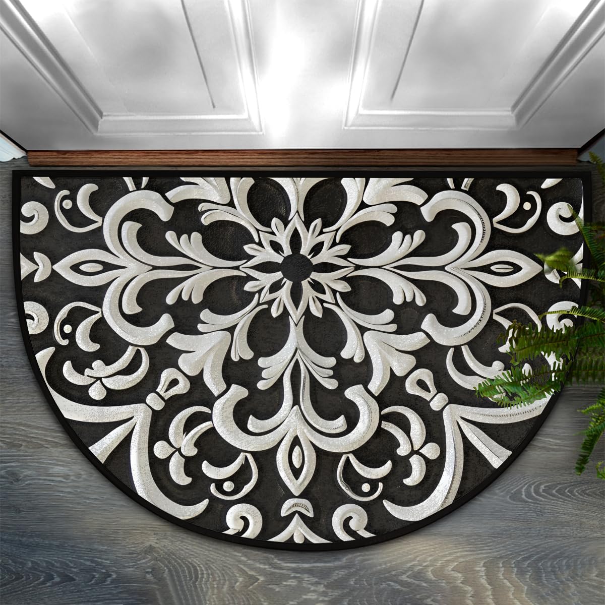 XZXFSYJH Mandala Half Round Door Mat Non Slip Half Circle Rugs