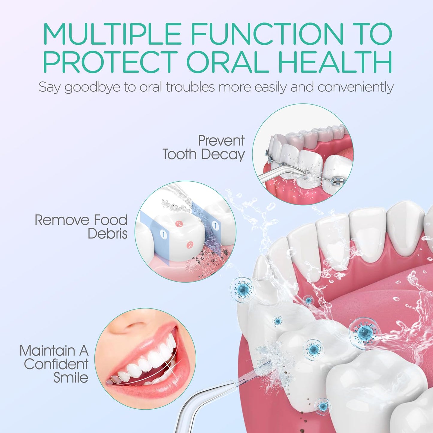 VOYOR-HEALTH Portable Water Flosser Cordless, Mini Travel Oral Irrigator with Telescopic Water Tank, IPX7 Waterproof Water Dental Flosser for Teeth Cleaning Braces & Dental Care WF510 (Light Green)
