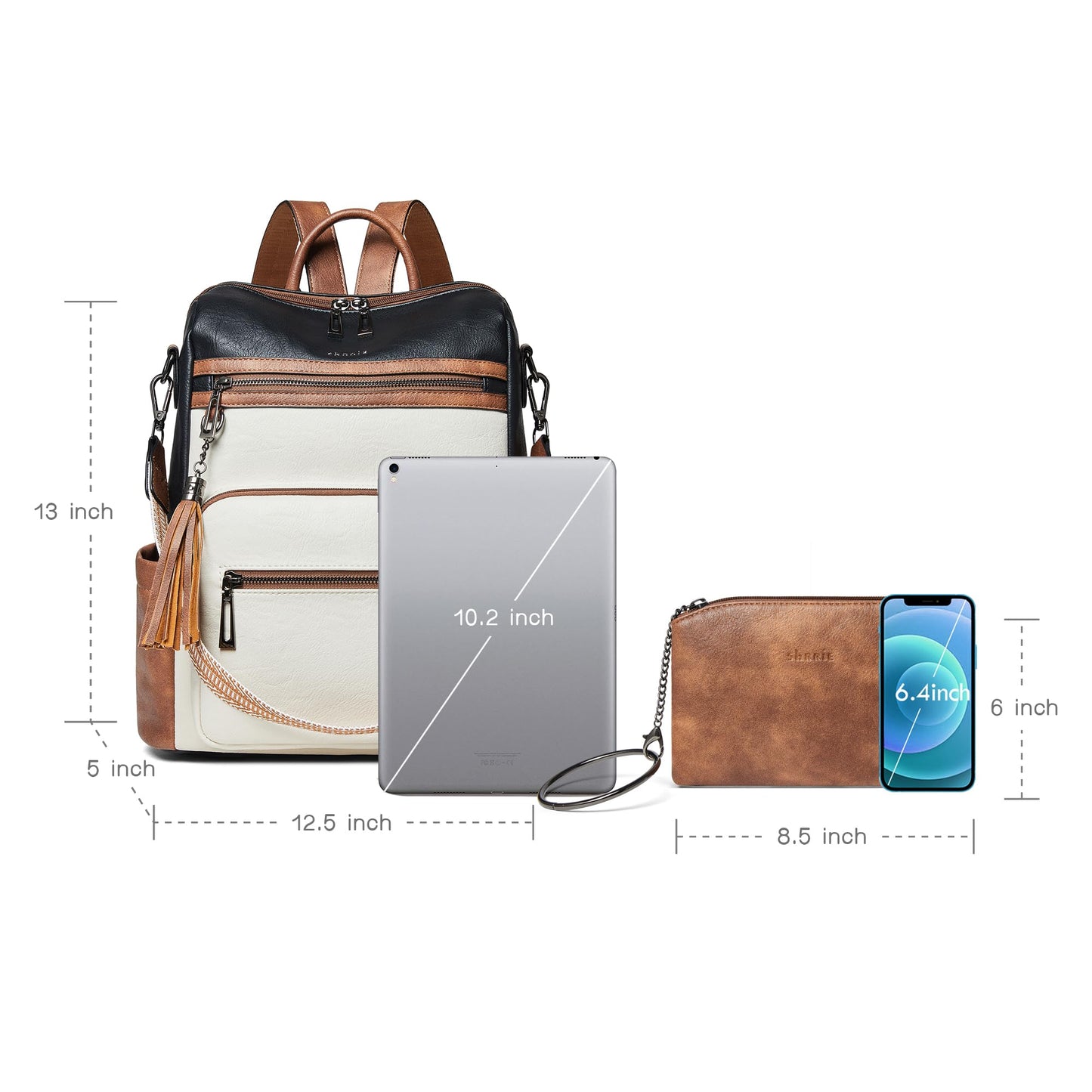 Shrrie Backpack Purse for Women Leather Fashion Designer Travel Backpack Convertible Shoulder Satchel Bag for College Work