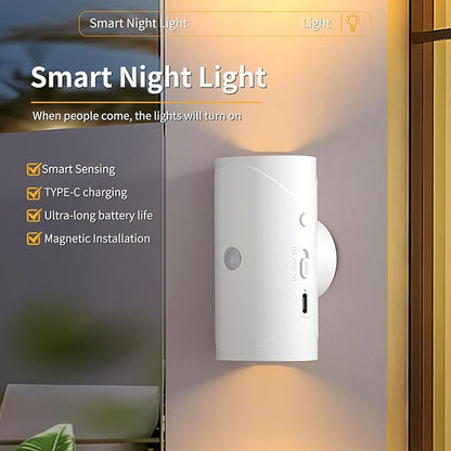 LED Wireless Wall Sconce, Motion Sensor Light Indoor, 1500mAh Rechargeable Battery Operated Wall Sconces for Bedroom Bedside Hallway Courtyard Doorway (White-Warm White)