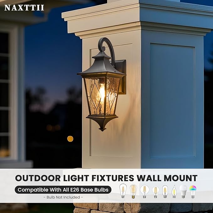 Porch Lights Outdoor Exterior Lighting Fixtures 21 Inch Large-Sized Black Outdoor Sconce for Front House Garage and Entryway Downwards Installation