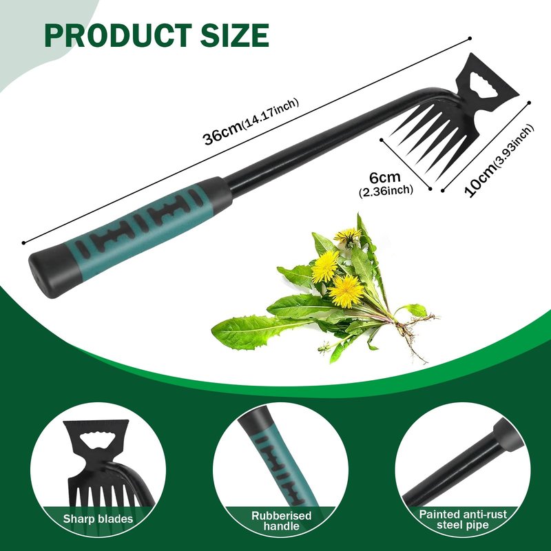 Pnylqo Weed Remover Tool,Portable Garden Weeder Tool,2026 New Gardening Weeding Tools,for Garden Hand Tools for Vegetable Gardening Backyard Farm Planting & Uprooting Weeding Tool (6 Teeth)