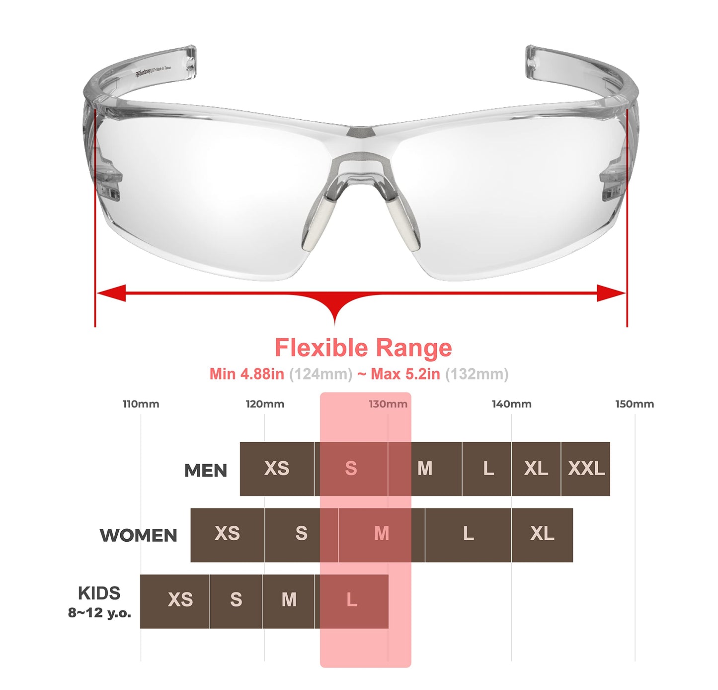 HTS HUNTERSKY S241 Shooting Safety Glasses Anti Fog ANSI Z87.1 Small Size Ballistic Impact Resistant Clear Lens Kid Protective Eyewear for Lab Work DIY
