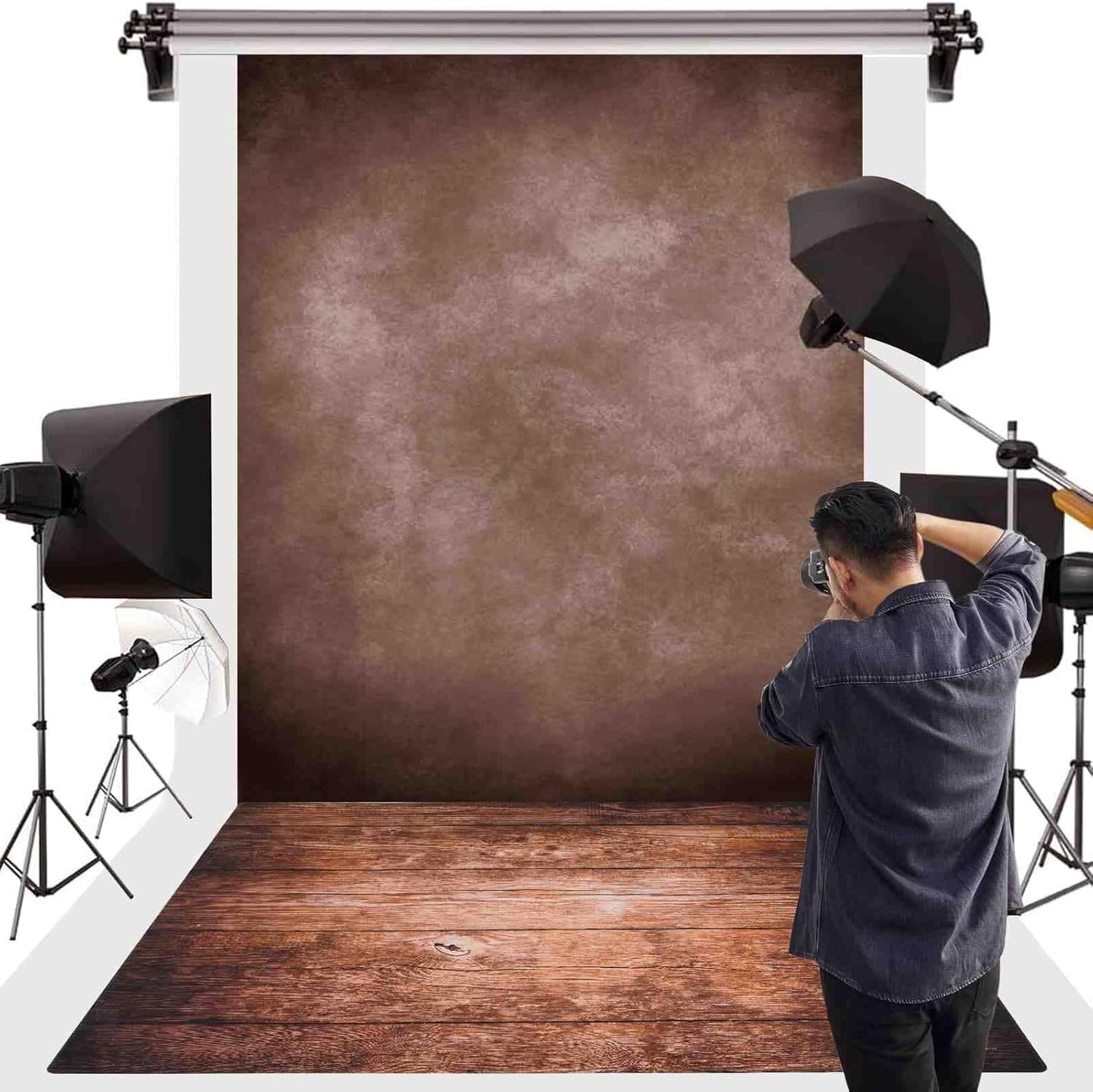 Kate Photography Floor Mats Heavy Duty Dark Brown Rubber Floor Mat for Photography Studio, Non-Slip Waterproof Standing Mat for Video Editing, Cushioned Flooring for Indoor Shooting 5x4FT